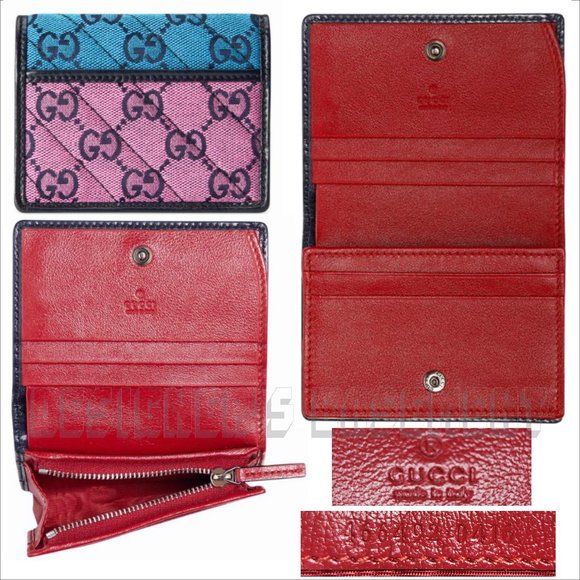 GUCCI Multicolor quilted GG canvas MARMONT GG logo leather trim snap MINI wallet - Picture 4 of 6